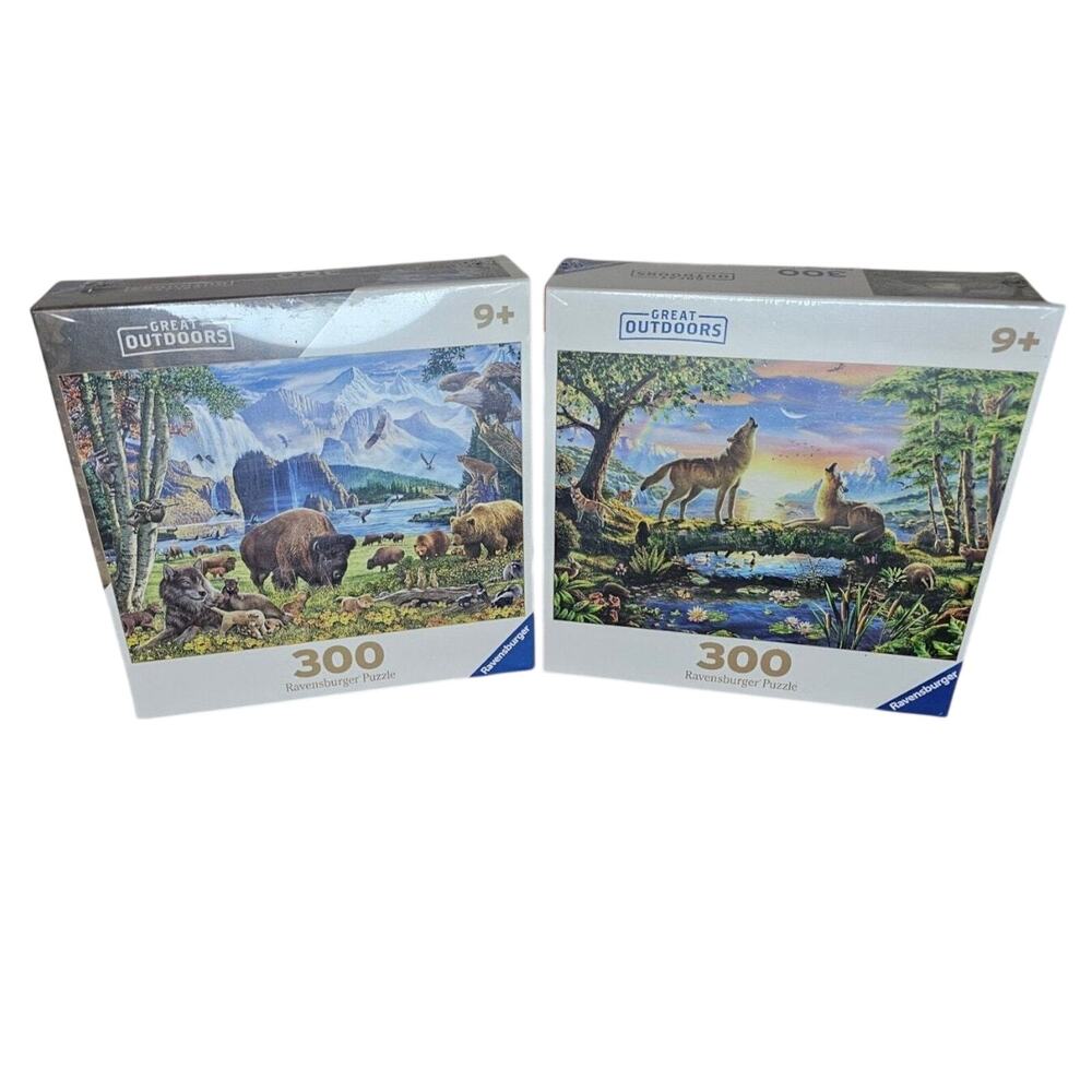 Ravensburger Jigsaw Puzzle Set 2 Great Outdoors 300 Pc Wolf Harmony Nature NEW